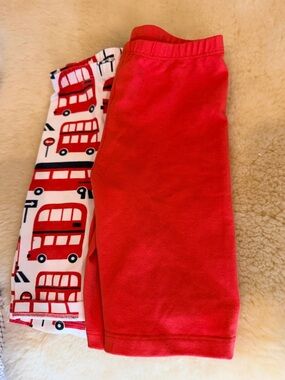 (SET) WWF Bike Shorts Double Decker & Red. Organic Cotton. Size 6
